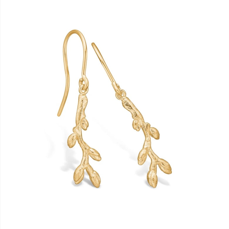 Blossom - Forgyldte sølv ørehængere med grenedesign