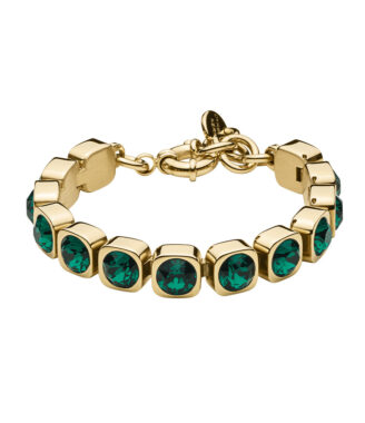 Dyrberg/Kern Guld Armbånd med Grønne Krystaller - Udsalg!