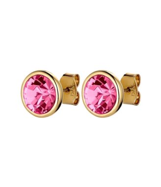 Dyrberg/Kern Guldøreringe med Rosa Krystal - Tilbud!