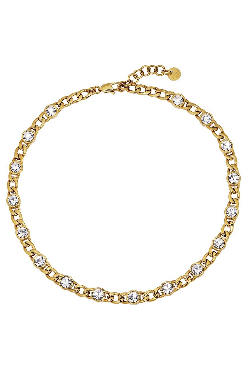 Dyrberg/Kern Guld Halskæde med Krystaller – Glamourøs Stil