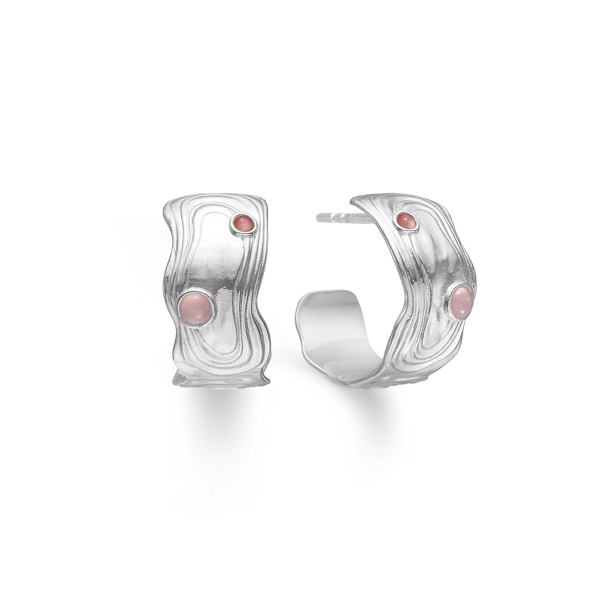 Studio Z – Elegante sølvcreoler med lyserøde sten