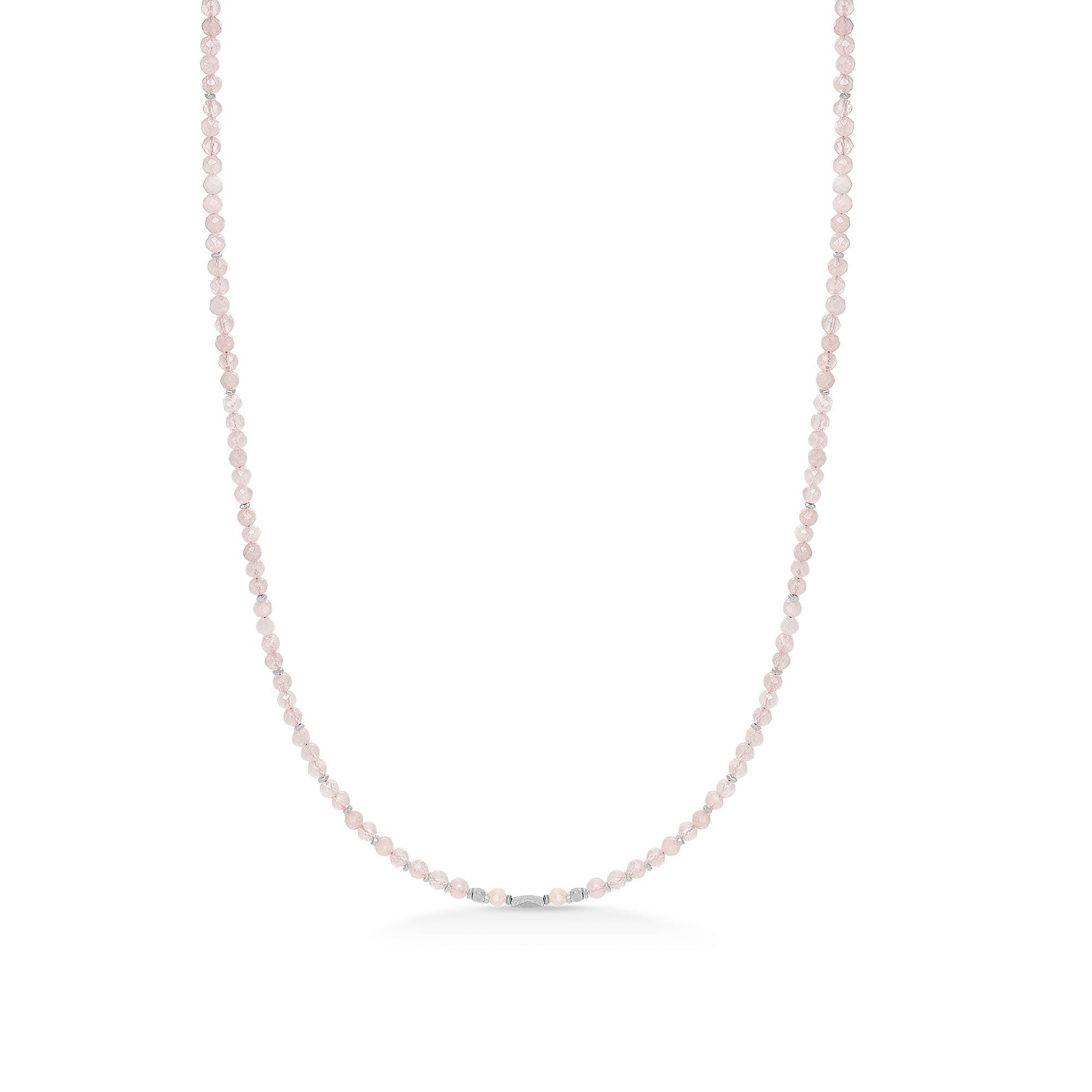 Studio Z – Elegant rosakvarts kæde med sølvdetaljer