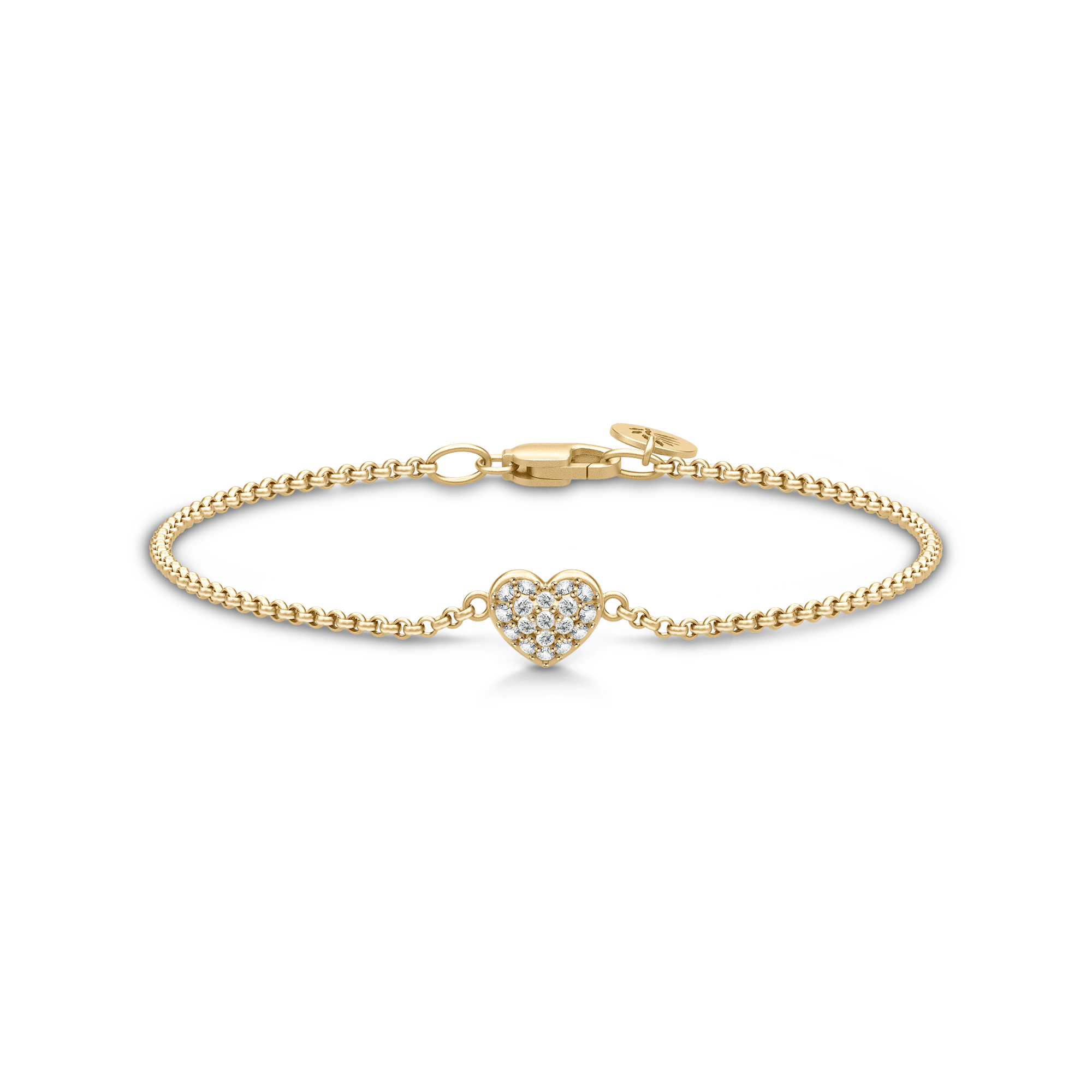 Elegant Hjerte Armbånd i Forgyldt Sølv med Zirkoner