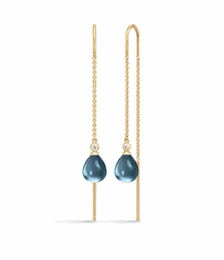 Elegant Kædeøreringe med Krystaller og Perler – London Blå