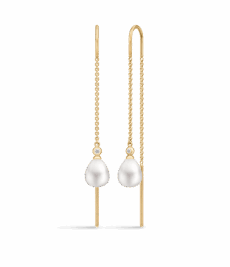 Elegante Kædeøreringe med Perler og Zirkoner - Perfekt Gave