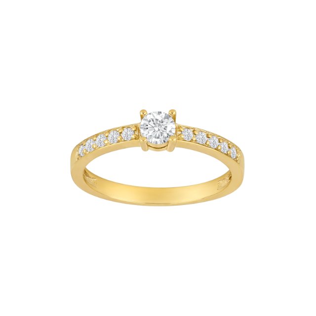 Eksklusiv Forlovelsesring i 8 Karat Guld med Zirkonia