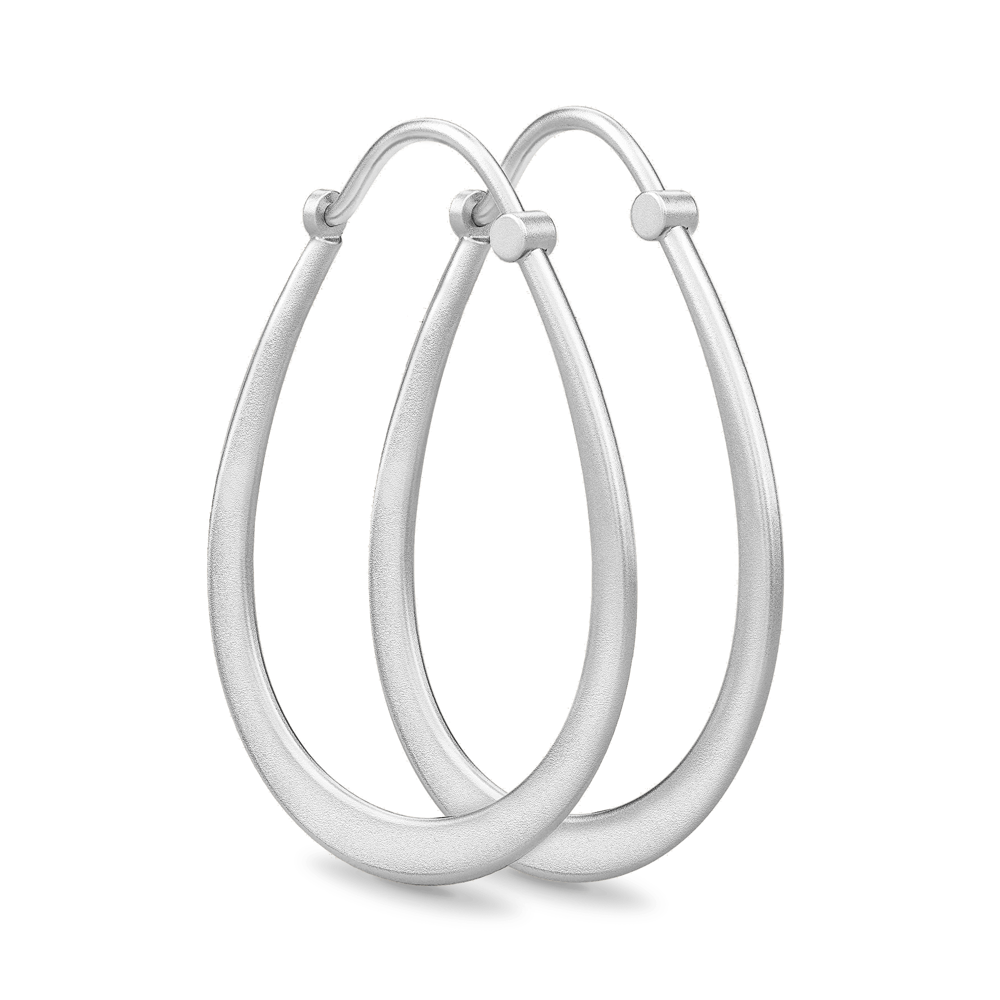 Klassiske Perle Hoop Øreringe i Satinrhodineret Sølv
