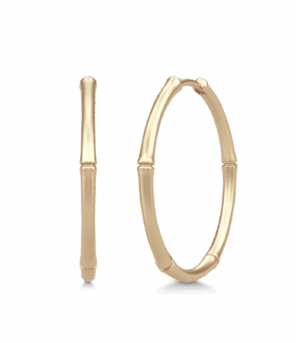 Mellemstore 14 Karat Guld Bambus Hoops – Elegant Design