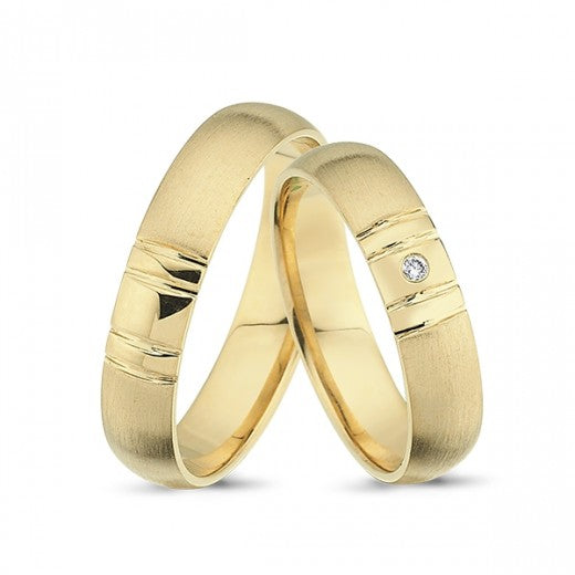 Elegant 14 Karat Vielsesringe med Silkemat Finish - Nuran