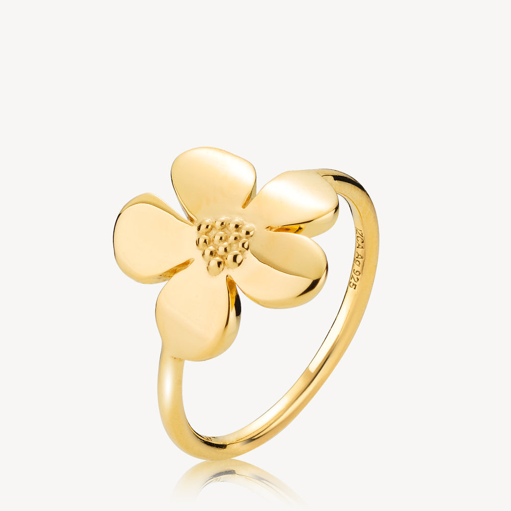 PANSY - Forgyldt blomsterdesign ring til elegant look
