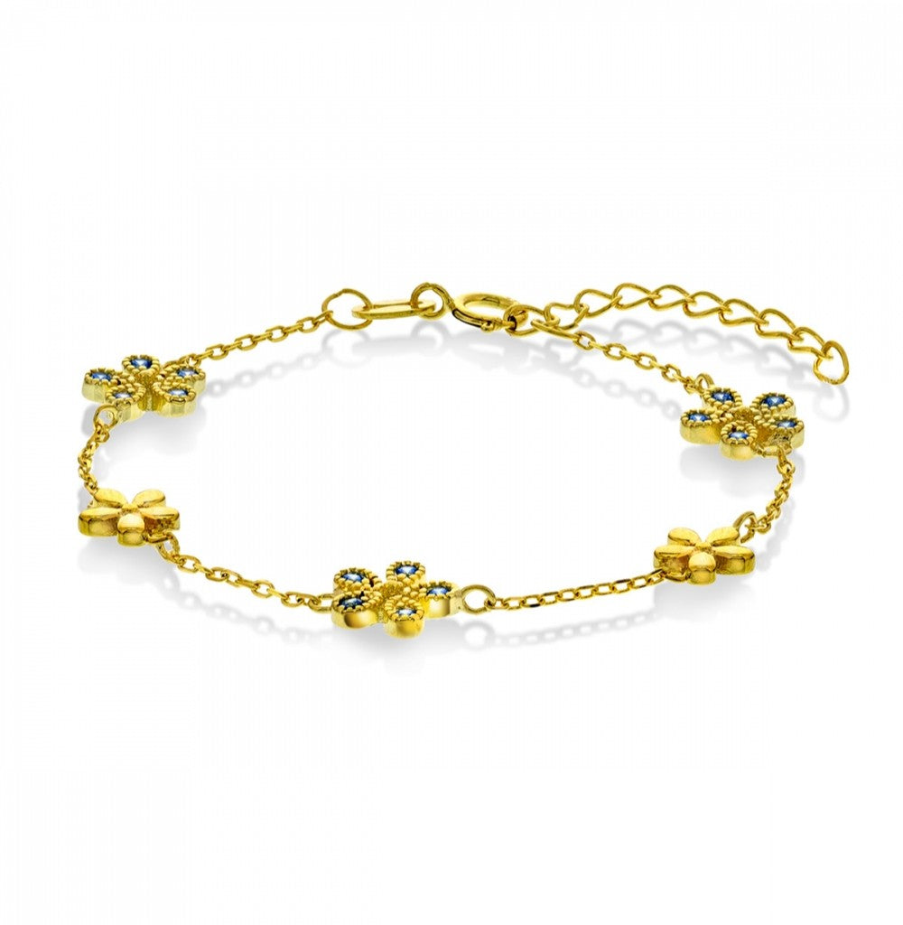 Forgyldt Sølv Armbånd med Lyseblå Sten til Børn - Must-Have!