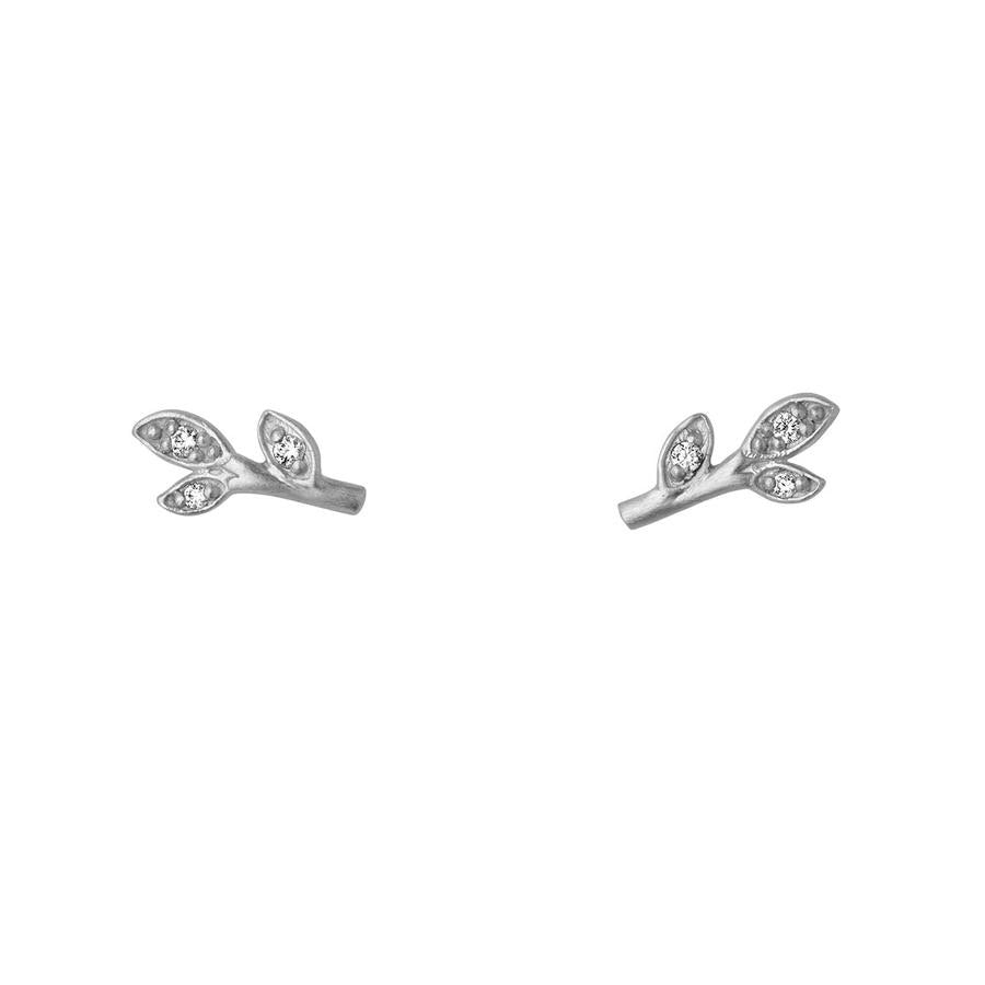 byBiehl Jungle Ivy Leaf sølv øreringe med zirkonia