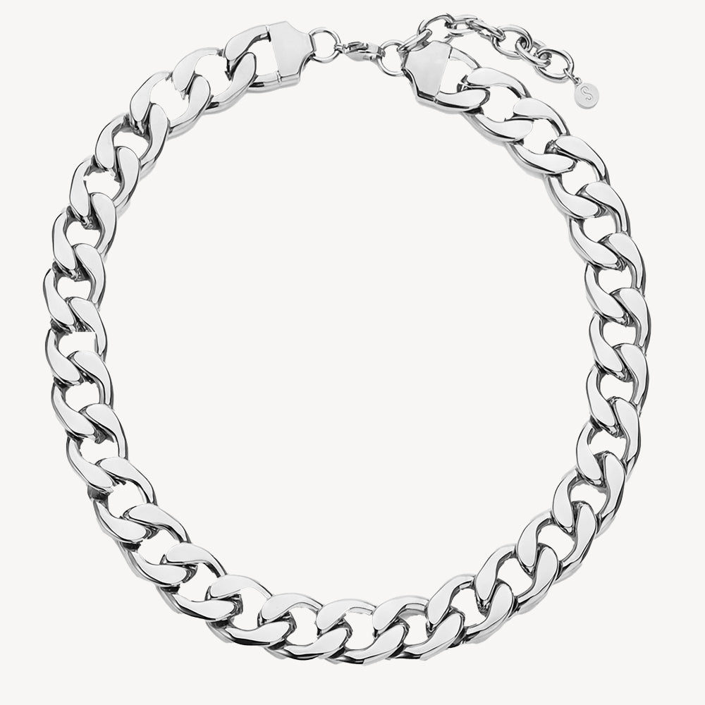 Chunky Panzer Halskæde i Genanvendt Stål – Bæredygtig Elegance