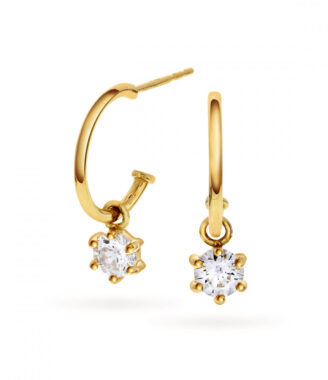 Arne Nordlie - 14 kt Guldøreringe med Zirkonia Vedhæng