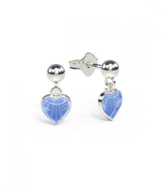 Pia & Per - Sølv Ørestikker med Lyseblå Hjerteemalje