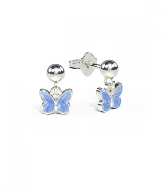 Pia & Per - Sølv Ørestikker med Lyseblå Sommerfugl
