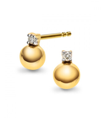 Arne Nordlie - 14kt kugle ørestikker med diamant - 53416