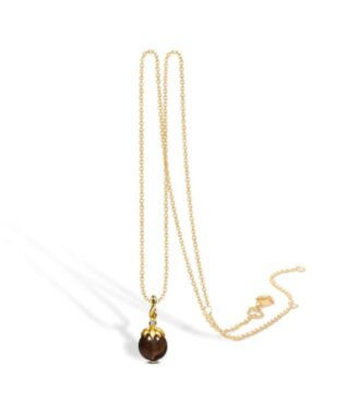 Blossom - Forgyldt kæde med vedhæng med brun sten - 23331683-45