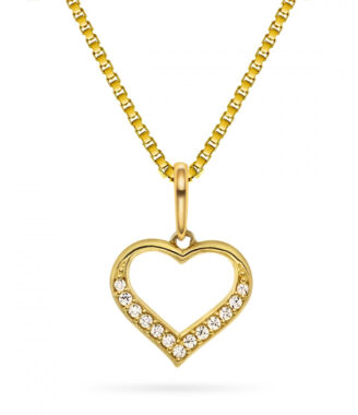Arne Nordlie - 14kt hjerte vedhæng med forgyldt kæde - 52861
