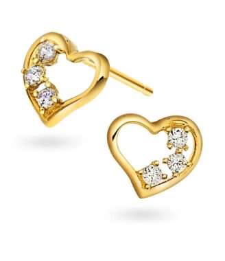 Arne Nordlie - 14kt guld ørestikker med hjerte og sten - 53394